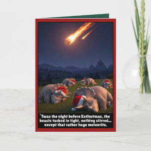 Cartão Dinossauro engraçado de Natal