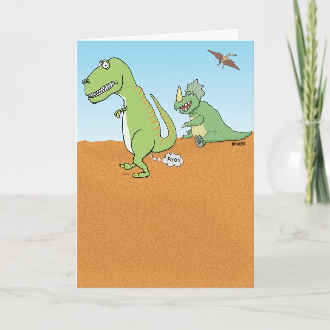 Cartão Dinossauro Engraçado Velho Fart Aniversário (Frente)