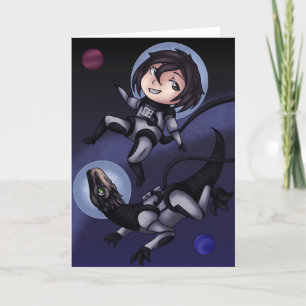 Cartão Dinossauro Espacial