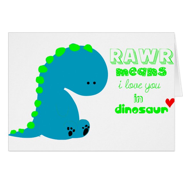 Cartão Dinossauro Fofo RAWR (Frente Horizontal)
