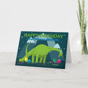 Cartão Dinossauro Gato Herbivore, Aniversário