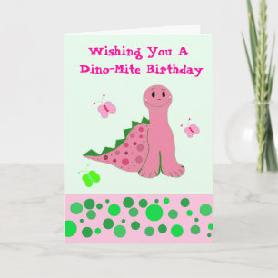 Cartão Dinossauro Rosa Gelado
