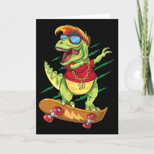 Cartão Dinossauro Skater Legal Dabbing T Rex S