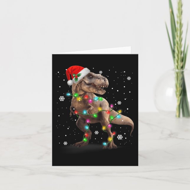 Cartão Dinossauro T-rex Árvore Natal Natal Pet Dino Trex (Frente)