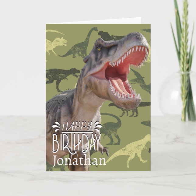 Cartão Dinossauro T Rex Padrão Jurássico Mundo (Frente)