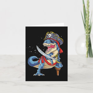 Cartão Dinossauro T Rex Pirate Jolly Roger Halloween Pres