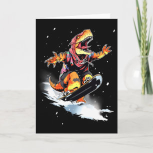 Cartão Dinossauro T-rex Snowboard Snowboard Esquiador Ven