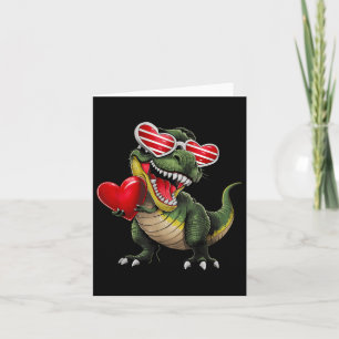 Cartão Dinossauro Trex Segurando Coração Vestindo Óculos 