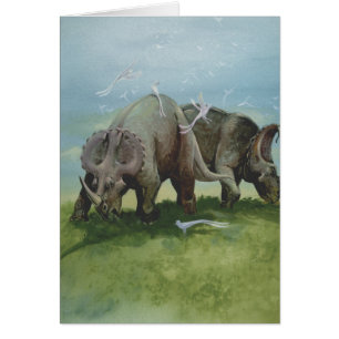 Cartão Dinossauros Antigos, Centrosaurus Pastando em Prad
