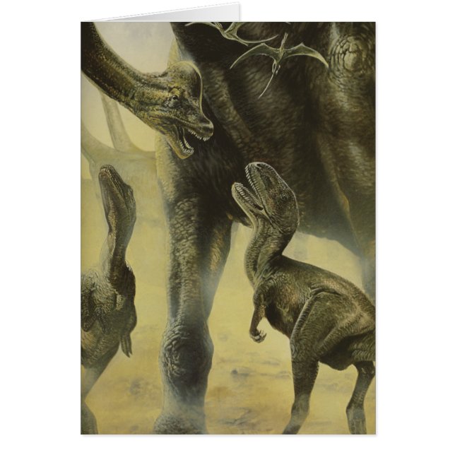 Cartão Dinossauros Antigos, Torvosaurus e Brachiosaurus (Frente)