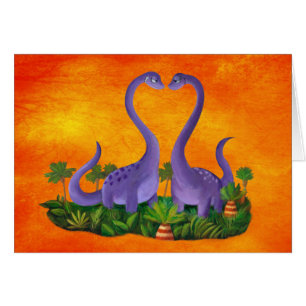 Cartão Dinossauros bonitos e românticos