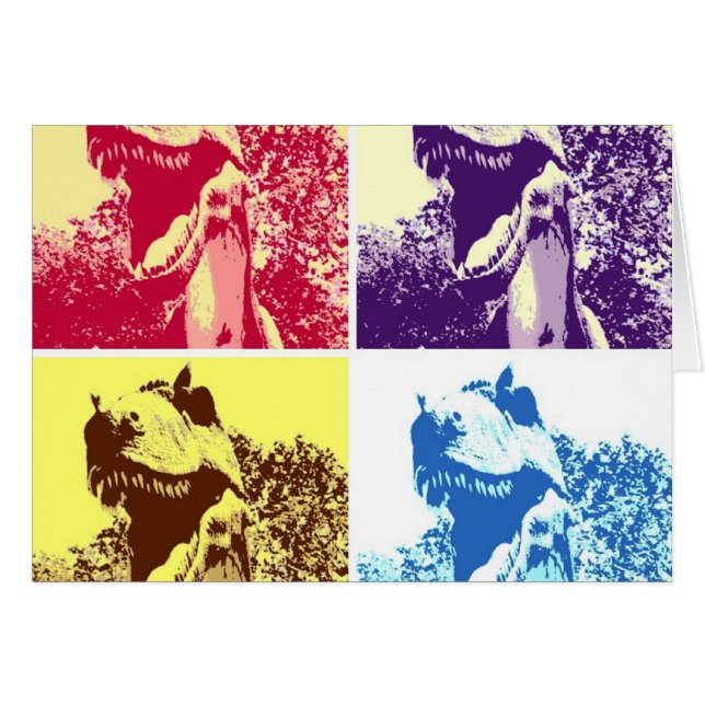 Cartão Dinossauros de pop Art T-Rex (Frente Horizontal)