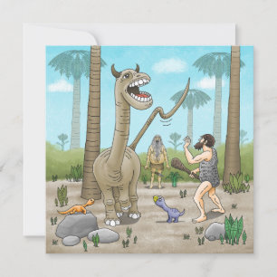 Cartão Dinossauros encontram a Idade da Pedra