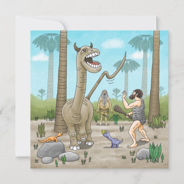 Cartão Dinossauros encontram a Idade da Pedra (Frente)