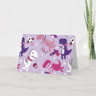 Cartão Dinossauros Espaciais, Dinossauros Cutos, Estrelas