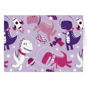 Cartão Dinossauros Espaciais, Dinossauros Cutos, Estrelas