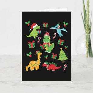 Cartão Dinossauros Fofos T-Rex Natal Família Combinando