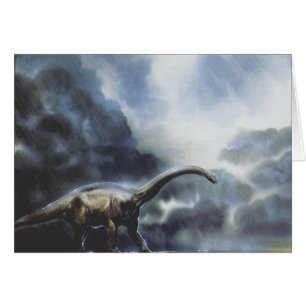 Cartão Dinossauros Vintage, Barapasaurus com Nuvens de Te