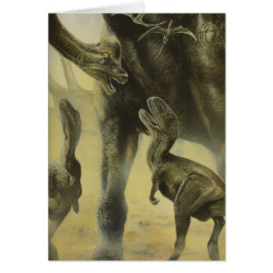 Cartão Dinossauros Vintage, Torvosaurus e Brachiosaurus