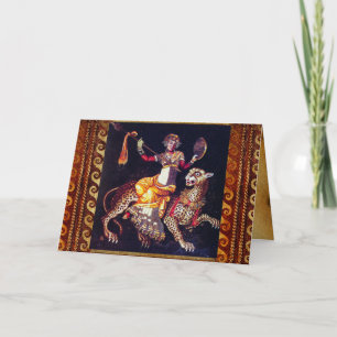 Cartão DIONYSOS COM UMA ESPESSURA DIANTE DO MÁSICO Grego
