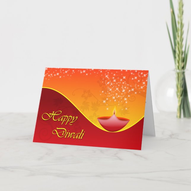 Cartão Dipa Contemporânea Diwali com estrelas cintilantes (Frente)