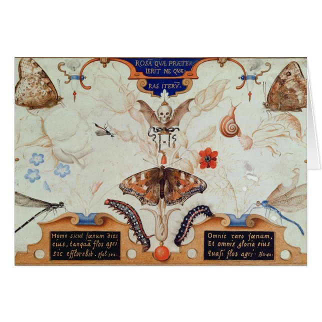 Cartão Diptych com flores e insetos, 1591 (Frente Horizontal)