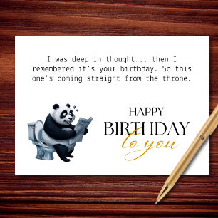 Cartão Direto do Trono Panda Divertido de Aniversário