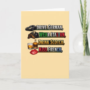 Cartão Dirija alemão Vista italiano Beba Scotch Beije fra