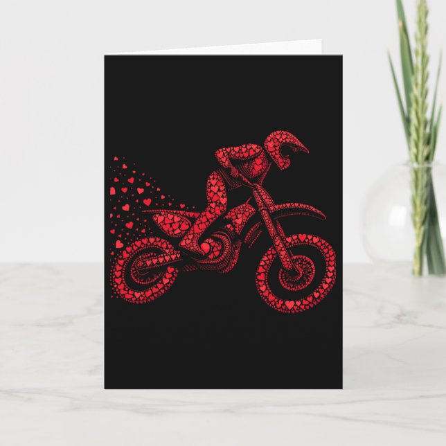 Cartão Dirt Bike Heart Biker Boys Womens Mens Valentine D (Frente)