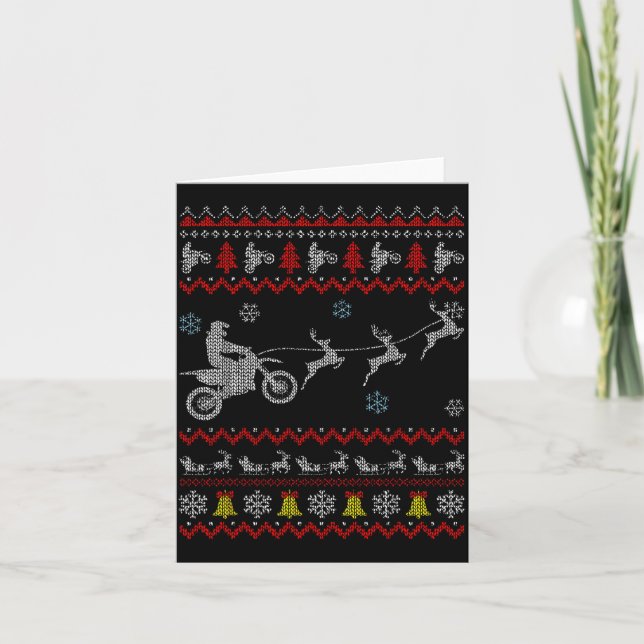 Cartão Dirt Bike Motorcycle Pajama Ugly Christmas Biker  (Frente)