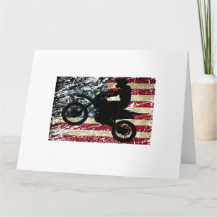 Cartão Dirt Bike USA Flag T-Shirt Motocross American Flag