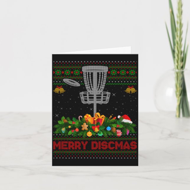 Cartão Disc Golf Christmas Pajamas Ugly Xmas Sweaters Mer (Frente)