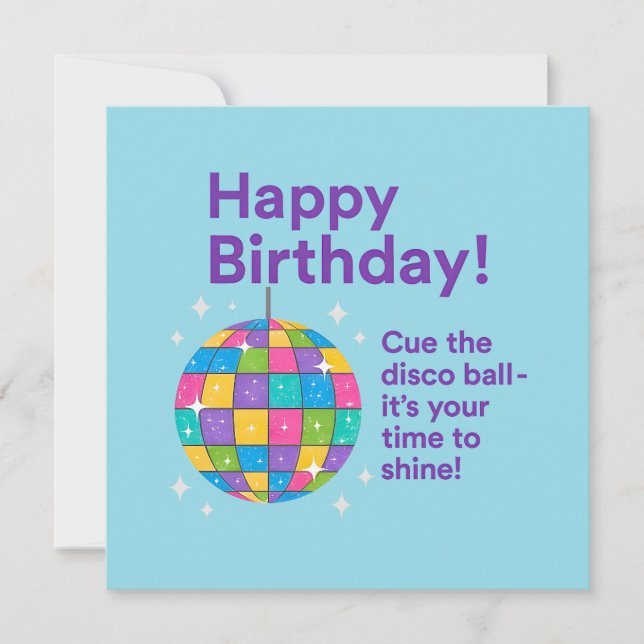 Cartão Disco Ball Birthday (Frente)