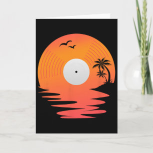 Cartão Disco de Vinil Retro Disco Praia Mesa de Som Desig