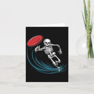 Cartão Disco Golfing Skeleton Halloween Men Disco Golf
