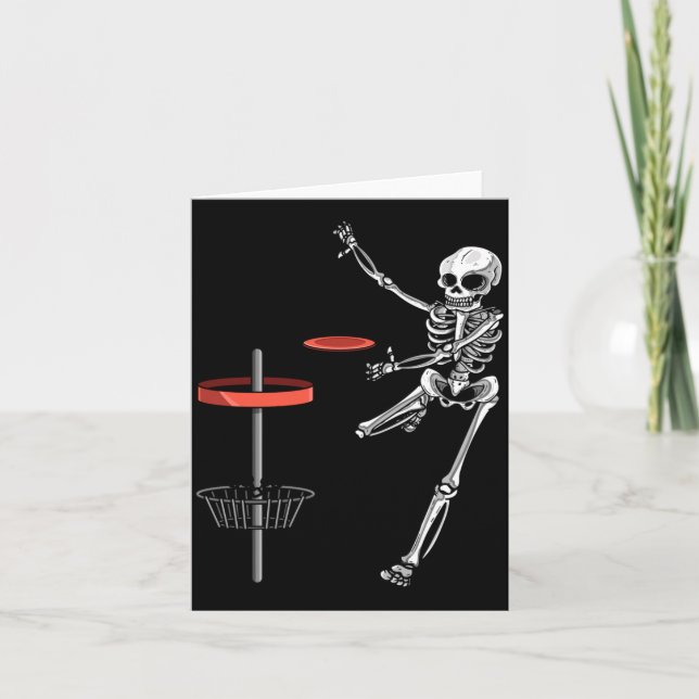Cartão Disco Voador Esqueleto Golfe Halloween Frisbee Fác (Frente)