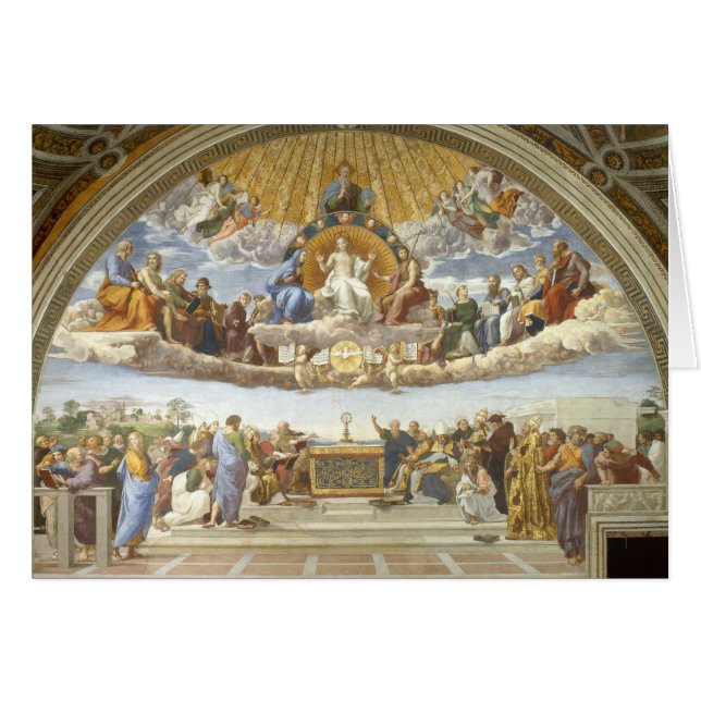 Cartão Disputação do Sacramento Sagrado, Raphael Sanzio (Frente Horizontal)