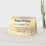 Cartão Distance Happy Birthday Son Card<br><div class="desc">Feliz Aniversário à Dourada distância do luxo Filho personalizado Cartão Saudação.</div>