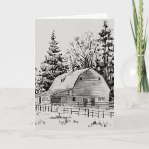Cartão Distant Barn Sketch I