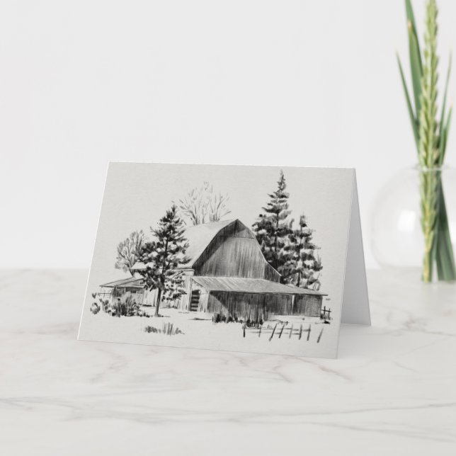 Cartão Distant Barn Sketch II (Frente)