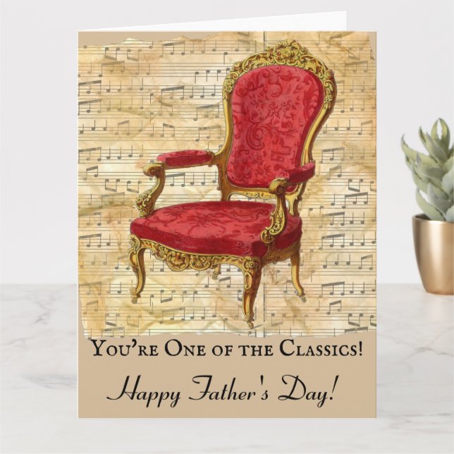 Cartão Distressed Beige Sheet Music Classic Fathers Day (Planta pequena)