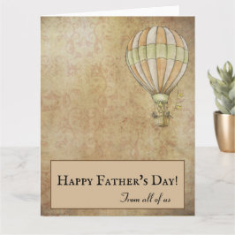 Cartão Distressed Beige White Hot Air Balloon Fathers Day