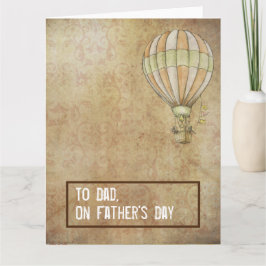 Cartão Distressed Beige White Hot Air Balloon Fathers Day