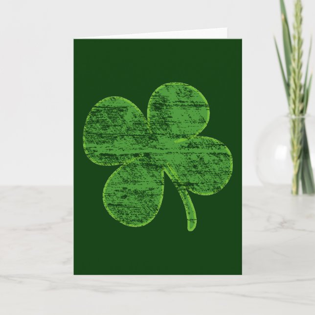 Cartão Distressed Four-Leaf Clover Greeting Card (Frente)