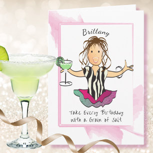 Cartão Dito Divertido Desenho Animado Feminino Margarita