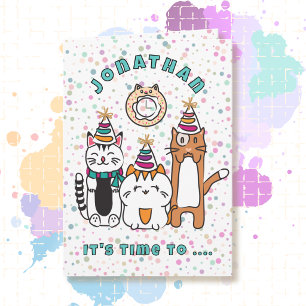 Cartão Dito Engraçado Aniversário Gato Cartoon Festa Pata