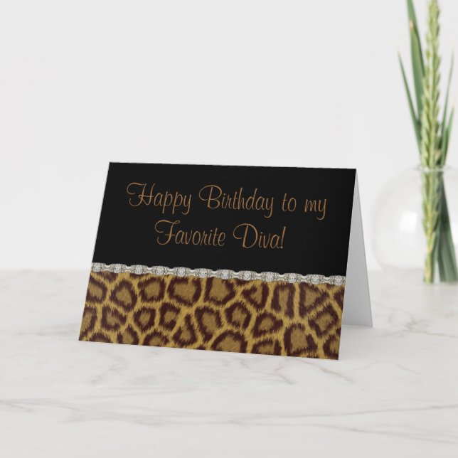 Cartão Diva Birthday Leopard Birthday Card (Frente)