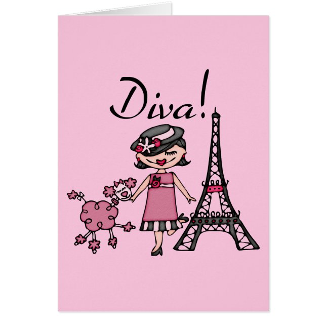 Cartão Diva do cabelo preto (Frente)