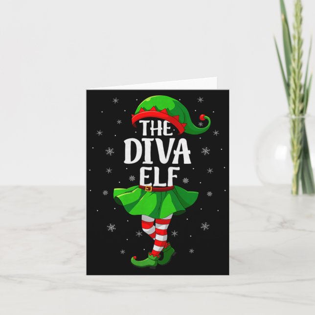 Cartão Diva Elf Christmas Girls Women Elf Squad Xmas Fami (Frente)