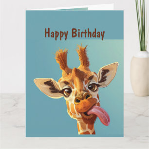 Cartão Diversão Animal Humor Girafa Aniversário